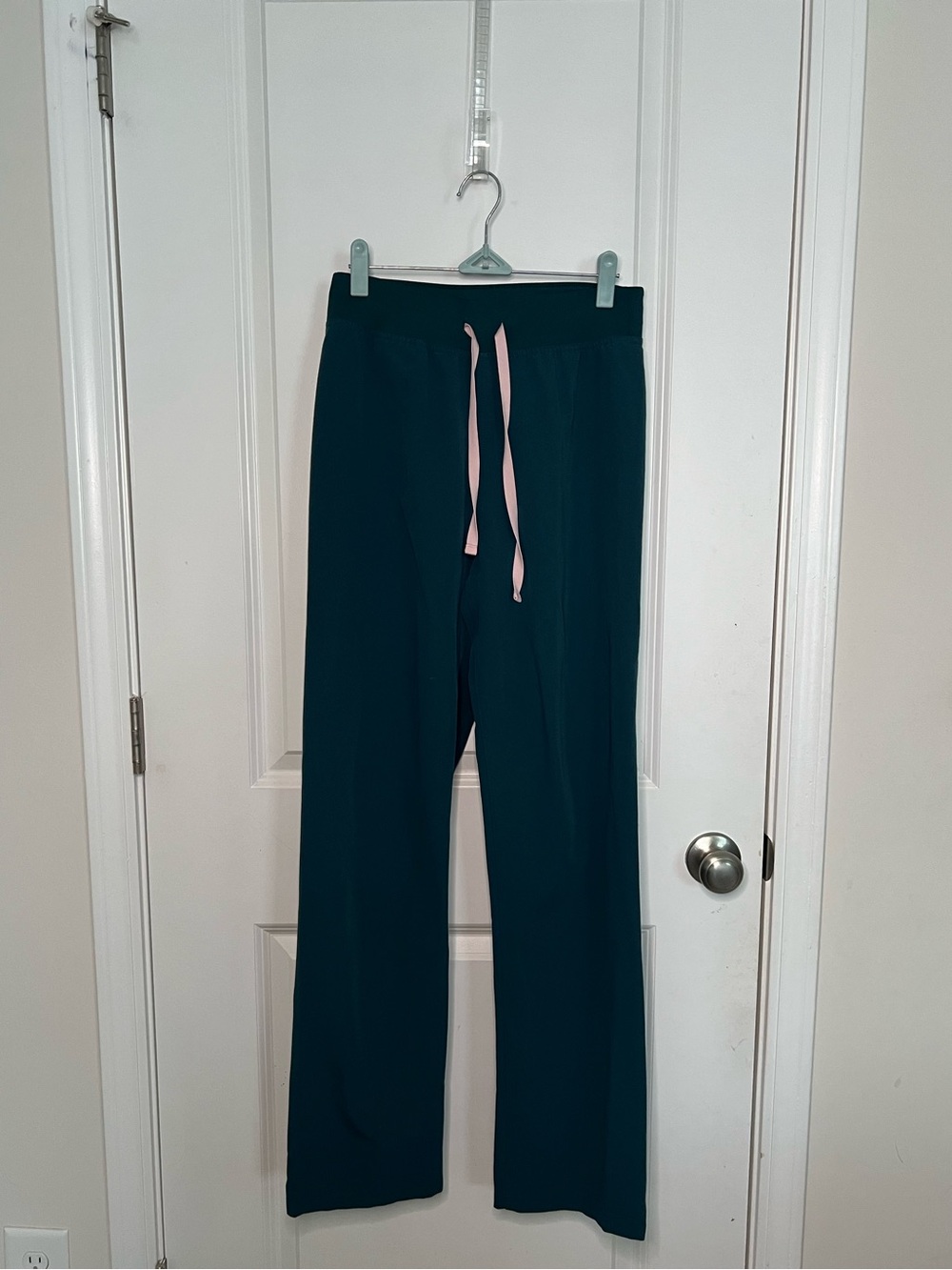 Figs High Waisted Livingston Basic Scrub Pants Small Tall Teal Green Nursing